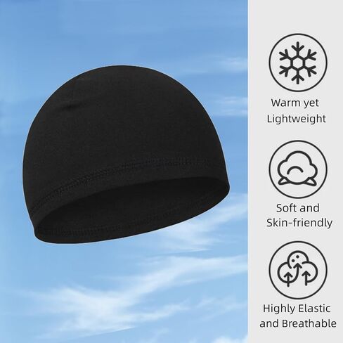 قبعات جمجمة للرجال والنساء، قبعات نوم خفيفة الوزن ومقاومة للحرارة، بطانة خوذة مسامية، قبعات جمجمة مقاومة للرياح دافئة للخريف والشتاء باللون الأسود in Kuwait