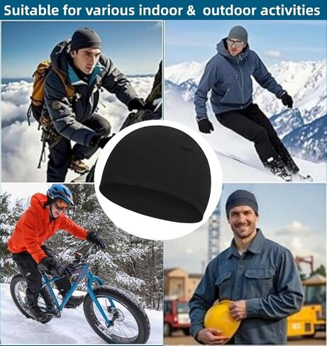 قبعات جمجمة للرجال والنساء، قبعات نوم خفيفة الوزن ومقاومة للحرارة، بطانة خوذة مسامية، قبعات جمجمة مقاومة للرياح دافئة للخريف والشتاء باللون الأسود in Kuwait