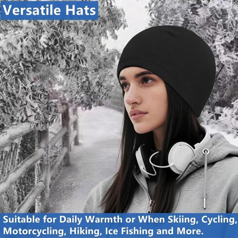 قبعات جمجمة للرجال والنساء، قبعات نوم خفيفة الوزن ومقاومة للحرارة، بطانة خوذة مسامية، قبعات جمجمة مقاومة للرياح دافئة للخريف والشتاء باللون الأسود in Kuwait