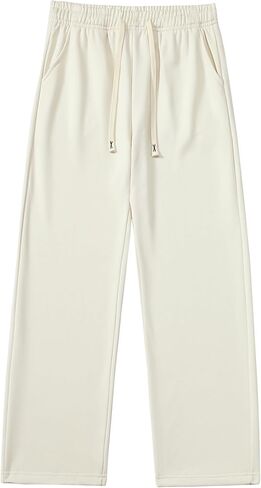 Minimalist Apricot Baggy Pants for Men, Relaxed Fit Straight Leg Trousers, Casual Soft Sweatpants with Drawstring in Saudi Arabia