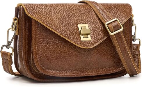 حقائب كروس للنساء من الجلد الطبيعي مع جيوب متعددة، حقائب يد نسائية صغيرة عتيقة عبر الجسم in Kuwait