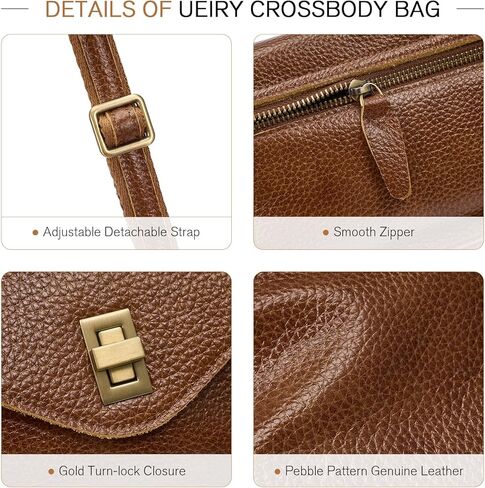 حقائب كروس للنساء من الجلد الطبيعي مع جيوب متعددة، حقائب يد نسائية صغيرة عتيقة عبر الجسم in Kuwait