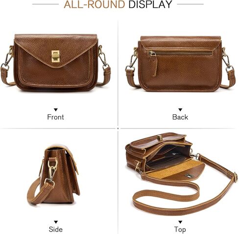 حقائب كروس للنساء من الجلد الطبيعي مع جيوب متعددة، حقائب يد نسائية صغيرة عتيقة عبر الجسم in Kuwait