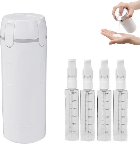 4 in 1 Travel Dispenser,4 Pack 30ML Travel Bottles for Toiletries,Travel Dispenser Bottle,Refillable,Suitable for Storing Shampoo, Shower Gel,Suitable for Vacation Camping and Gym. (White) in Kuwait