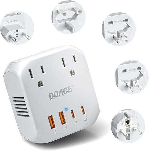 DOACE 2000W 220V to 110V Converter for European Travel for Hair Dryers, Voltage Converter US to Europe with Fast Charging Power Converter Adapter Combo with 4 USB Ports Step Down Transformer in Kuwait