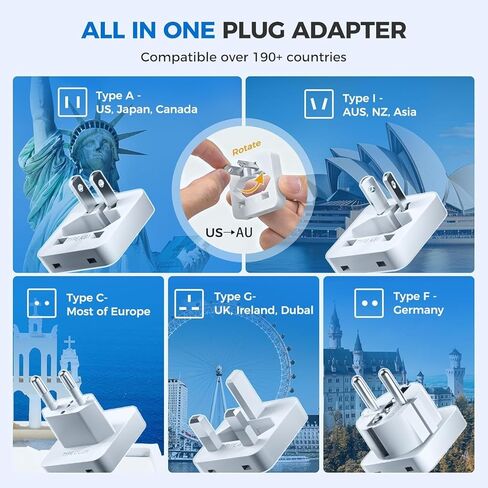 DOACE 2000W 220V to 110V Converter for European Travel for Hair Dryers, Voltage Converter US to Europe with Fast Charging Power Converter Adapter Combo with 4 USB Ports Step Down Transformer in Kuwait