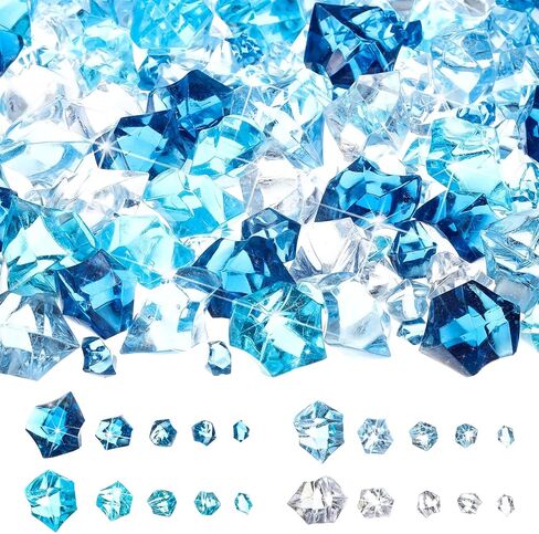 Nuanchu 1140 Pcs Fake Gems Mixed Sizes Fake Ice Cubes Acrylic Crushed Rocks Jewels Plastic Diamonds Crafting Vase Filler for Wedding Birthday Adventure Party Decorations Table Scatters (Multicolor) in Saudi Arabia