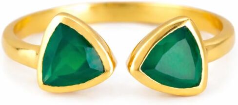 Double Birthstone Adjustable Ring, Geometric Triangle Gemstones, Bezel Set in 18k Vermeil Gold in Saudi Arabia