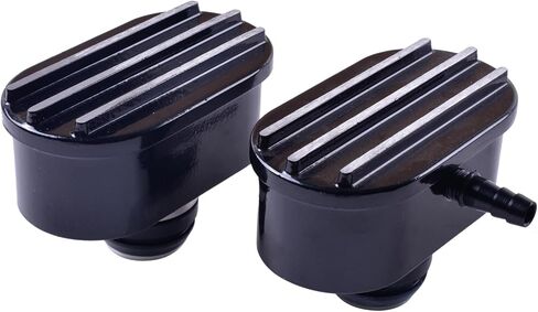 مجموعة BestParts المكونة من 2 غطاء صمام ألومنيوم للاستراحة PCV مجموعة كومبو بغطاء صمام أسود بيضاوي زعانف طقم Pcv متوافق مع تشيفي فورد مع فتحات غطاء صمام 1-1/4 بوصة in Saudi Arabia
