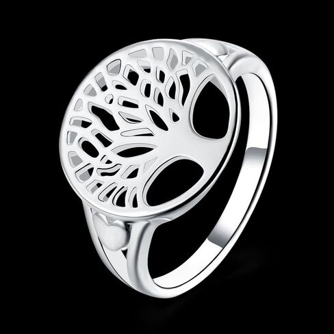 Cutesmile Fashion Jewelry 925 Sterling Silver Tree of Life Ring Jewelry Wedding Women Cute Size 6-9 (6) in Saudi Arabia