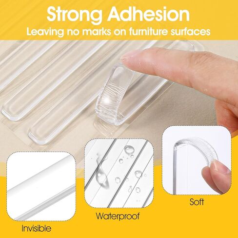 Wall Bumpers to Protect Walls Fridge Door Stopper 20PCS Clear Self Adhesive Cabinet Bumper Rubber Bumpers Stripes for Cabinet Doors Entrance Doors,Toilet Covers,Table Corners(3.9x0.47x0.1in) in Saudi Arabia