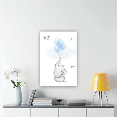Watercolor Elephant Trunk Balloon Poster, Star Accent Wall Art for Nursery, Charming Kids Room Decor Print Unframe 20x30inch in Saudi Arabia