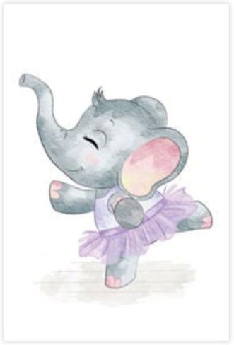 Watercolor Elephant Trunk Balloon Poster, Star Accent Wall Art for Nursery, Charming Kids Room Decor Print Unframe 20x30inch in Saudi Arabia