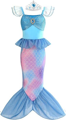 Mermaid Tail Costume,Mermaid Dress Little Girls Princess Dress with Crown for Girl 3-8 Birthday Gifts Xmas Halloween in Saudi Arabia