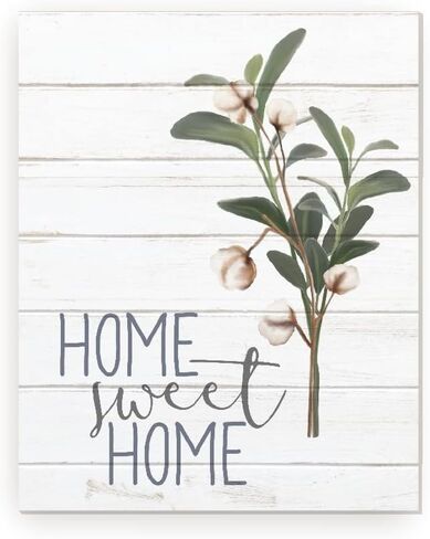 Home Sweet Home Cotton Floral Farmhouse Style Wood Wall Decor Sign 16x20 in Saudi Arabia