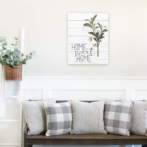 Home Sweet Home Cotton Floral Farmhouse Style Wood Wall Decor Sign 16x20 in Saudi Arabia