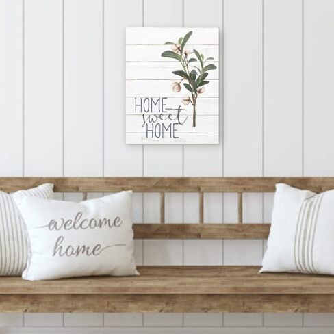 Home Sweet Home Cotton Floral Farmhouse Style Wood Wall Decor Sign 16x20 in Saudi Arabia