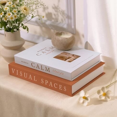 Minimalist Decorative Books for Home Decor - Set of 2 Aesthetic Faux/Fake Book Boxes Enhance Coffee Table, Mantel or Bookshelf Decor, Beautiful Photo Storage & Keepsake Box in Saudi Arabia