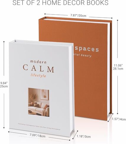 Minimalist Decorative Books for Home Decor - Set of 2 Aesthetic Faux/Fake Book Boxes Enhance Coffee Table, Mantel or Bookshelf Decor, Beautiful Photo Storage & Keepsake Box in Saudi Arabia