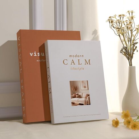 Minimalist Decorative Books for Home Decor - Set of 2 Aesthetic Faux/Fake Book Boxes Enhance Coffee Table, Mantel or Bookshelf Decor, Beautiful Photo Storage & Keepsake Box in Saudi Arabia