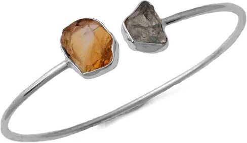 Cuff Bracelet –Handmade Raw Crystal Adjustable Bangle for Women – March Birthstone Jewelry Gift Artisan Bangle, Designer Cuff Jewelry in Kuwait