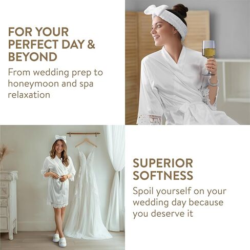 طقم روب العروس - روب العروس ليوم الزفاف - صندوق العروس مع شباشب وعصابة رأس - هدية من وصيفة العروس أو حفلة الزفاف in Kuwait