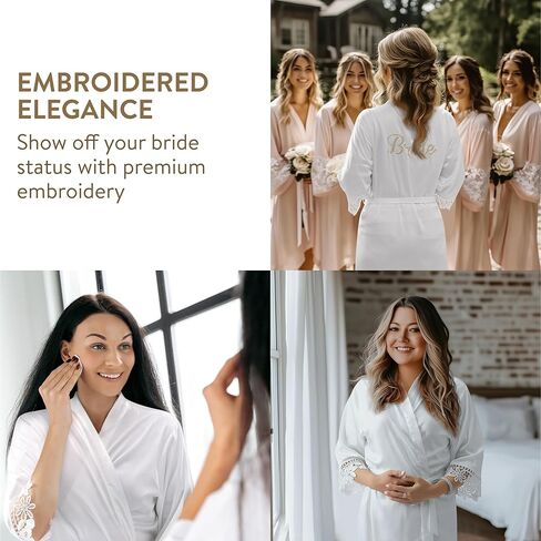 طقم روب العروس - روب العروس ليوم الزفاف - صندوق العروس مع شباشب وعصابة رأس - هدية من وصيفة العروس أو حفلة الزفاف in Kuwait