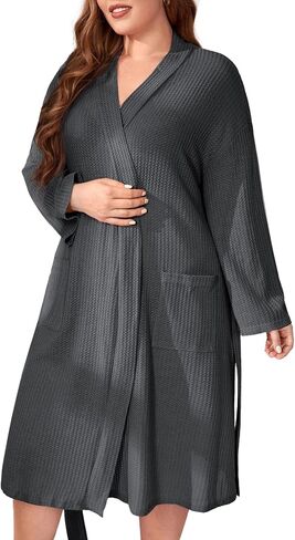 Midnight Angel Women's Long Sleeve Robe with Pockets, Plus Size Nightgown Loungewear Sleeping Robe in Saudi Arabia