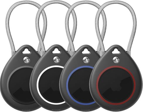 Airtag Holder Waterproof, 4-Pack Airtags Secure Holders Keychain Case w/Metal Wire, Anti-Lost Keyring Holder Attachment Compatible with Apple Airtag, Durable Travel Safe Essential Airtags Lock Cases in Saudi Arabia