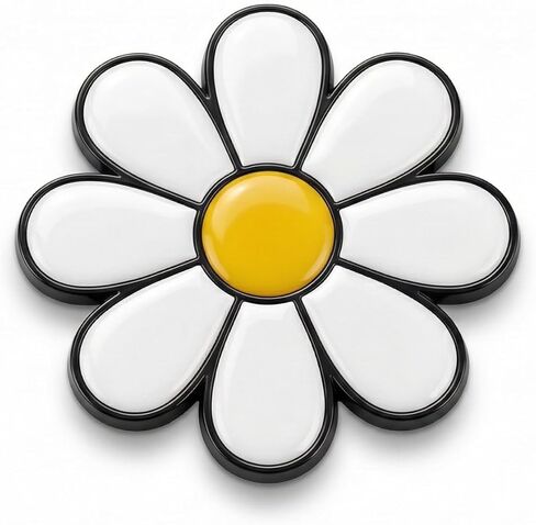 Daisy Metal Car Sticker, Cute Flower Decal, Zinc Alloy Daisy Emblem, Exterior Car Decoration for Women (White) in Saudi Arabia