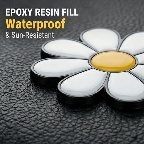 Daisy Metal Car Sticker, Cute Flower Decal, Zinc Alloy Daisy Emblem, Exterior Car Decoration for Women (White) in Kuwait