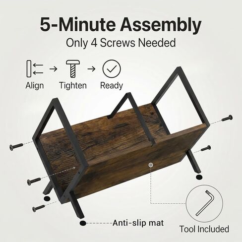 AVOKIHI Vinyl Record Storage Holder - Holds 50+ LPs, Sturdy Metal & Wood Record Rack for Album Display, Easy Assembly Desktop Vinyl Stand for Office & Home Decor in Saudi Arabia