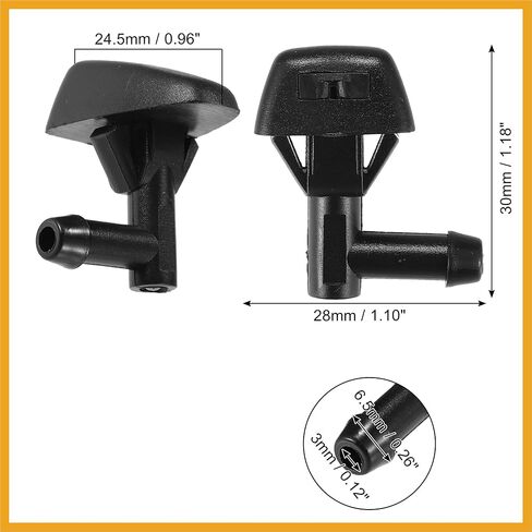 فوهة غسالة ممسحة الزجاج الأمامي الأمامية تناسب فولفو S60 لفولفو V70 - حزمة من 2 استبدال أسود in Kuwait