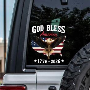 ملصق لاصق لنافذة السيارة للذكرى السنوية الـ 250 للولايات المتحدة الأمريكية - ملصق وطني للأشعة فوق البنفسجية DTF مقاس 6 × 6 بوصة - بضائع God Bless America 1776-2026 للسيارات والكمبيوتر المحمول والنافذة - ملصق يوم استقلال النسر في الولايات المتحدة الأمريكية in Kuwait