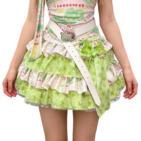 Y2K Ruffle Tiered Mini Skirt for Women High Waist Elastic A-Line Layered Cute Fairycore Short Skirt in Saudi Arabia