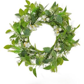 20 Inch Wreaths for Front Door, Spring Summer Flower Wreath - White Pear Blossoms Artificial Flowers for Easter, Home Decor, Farmhouse Wall, Porch, Front Door Decorations in Saudi Arabia
