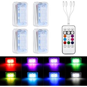 PIFOOG 4PCS Wireless Strobe Lights with Remote Control 11 LEDs 500mAh Rechargeable Car Anti-Collision Light RGB Emergency Strobes Lighting for Motocycle Vehicle Bike Scooter Night Warning Flashing in Saudi Arabia