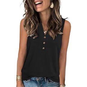 قمصان نسائية صيفية بدون أكمام ورقبة على شكل V بدون أكمام وقمصان فضفاضة تناسب الملابس الأساسية in Kuwait