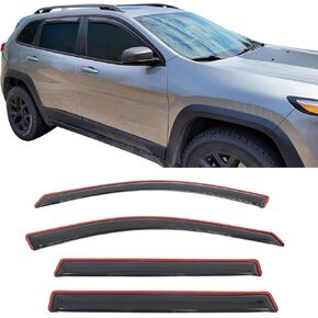 IKON MOTORSPORTS في أقنعة نافذة القناة متوافقة مع 2014-2023 Jeep Cherokee، واقيات المطر من الدخان الأكريليك ذات النمط النحيف، عاكسات الرياح الجانبية للنافذة 4 قطع in Kuwait