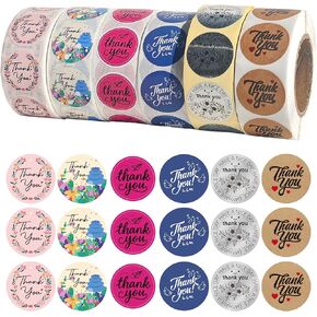 Thank You Stickers Rolls 3000 Pcs, Self-Adhesive Small Stickers 1 Inch, Thank You Labels for Wedding, Businesses, Parties, Baking,6 Rolls of 500 Sheets Each in Saudi Arabia