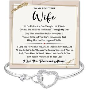 To My Wife Bracelet From Husband, Romantic Infinity Bracelet Gift For Wifes, Inspirational Christmas Birthday Gifts For Your Wife, Star Heart Bracelets With Heartfelt Message Card & Gift Box in Kuwait