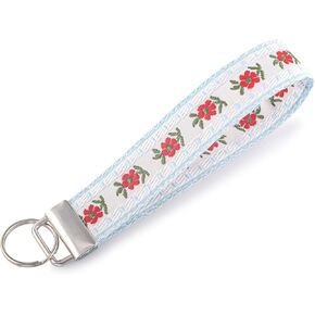 LNKRE JEWELRY سوار سلسلة مفاتيح مطرز بالزهور الساحرة للنساء من القماش الناعم سلسلة مفاتيح معصم بتصميم مزدوج الجوانب in Kuwait