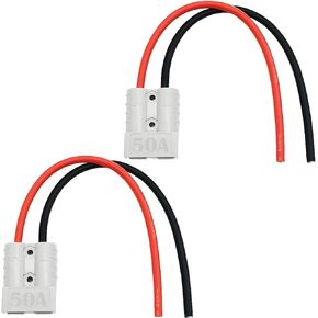 موصل البطارية، 600 فولت 50 أمبير توصيل/فصل التوصيل السريع، موصلات قابس البطارية، مع كابلات ربط البطارية 10AWG 25 سم (مجموعتان، رمادي) in Kuwait