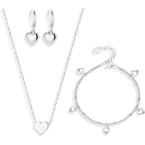 مجموعة مجوهرات فضية للنساء قلادة على شكل قلب صغير قلادات قلادة من الفضة الإسترليني عيار 925 على شكل قلب الحب تتدلى على شكل قطرة رافعة خلفية أقراط لطيفة قابلة للتكديس هدايا مجوهرات عيد الحب in Kuwait