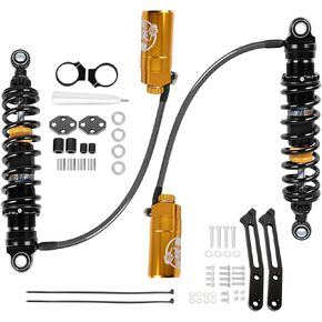 Upgraded Motorcycle Adjustable Remote Reservoir Rear Suspension Shocks Set Fits for Harley Davidson Touring Road Glide Road King Street Glide 2014-2025 Black in Saudi Arabia