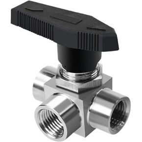 1/8 "1/4" 3/8 "1/2" BSPP أنثى 304 الفولاذ المقاوم للصدأ L T Port Tee 3 طرق لوحة حاجز صمام الكرة الأفقي (3/8 "، L Port) in Kuwait