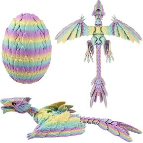 Extra Large Dynamic 3D Printed Dragon Egg with Dragon Inside，Open and Close Mouth with Wings Movable and Eyes, Flying Fidget Bird Animals for Home Decoration(Laser Green) in Kuwait