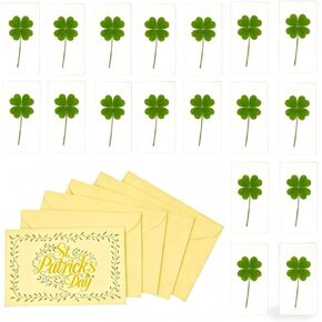10 Real Four-Leaf Clover Specimens-,Laminated Irish Four-Leaf Clover Bookmarks, 2.56x3.74 Inches, St. Patrick's Day Good Luck Charm Gift for Book Lovers(Green Envelope) in Saudi Arabia