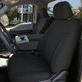 أغطية مقاعد من قماش أكسفورد لسيارة Ford F150 XLT/Lariat 2014 لسيارة Ford F250 F350 F450 F550 XLT/Lariat 2015-2021 مقعد مقسم للصف الأمامي مع إمكانية الوصول إلى وحدة التحكم المركزية - رمادي in Kuwait