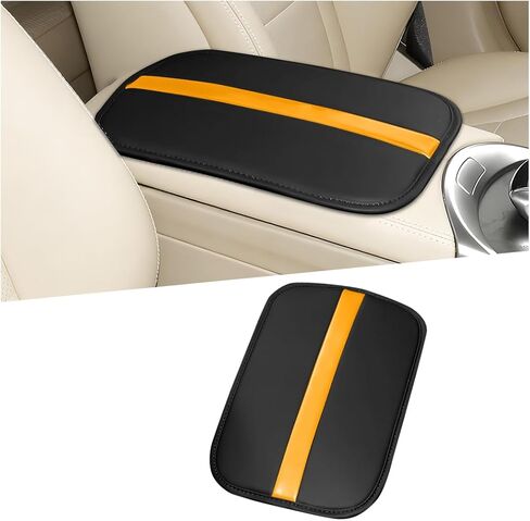 Car Center Console Cover, Soft Leather Vehicle Armrest Seat Box Protective Pad, Stylish Automotive Console Arm Rest Decoration Mat Cushion, Universal for SUV Van Sedan (Black/Red) in Saudi Arabia